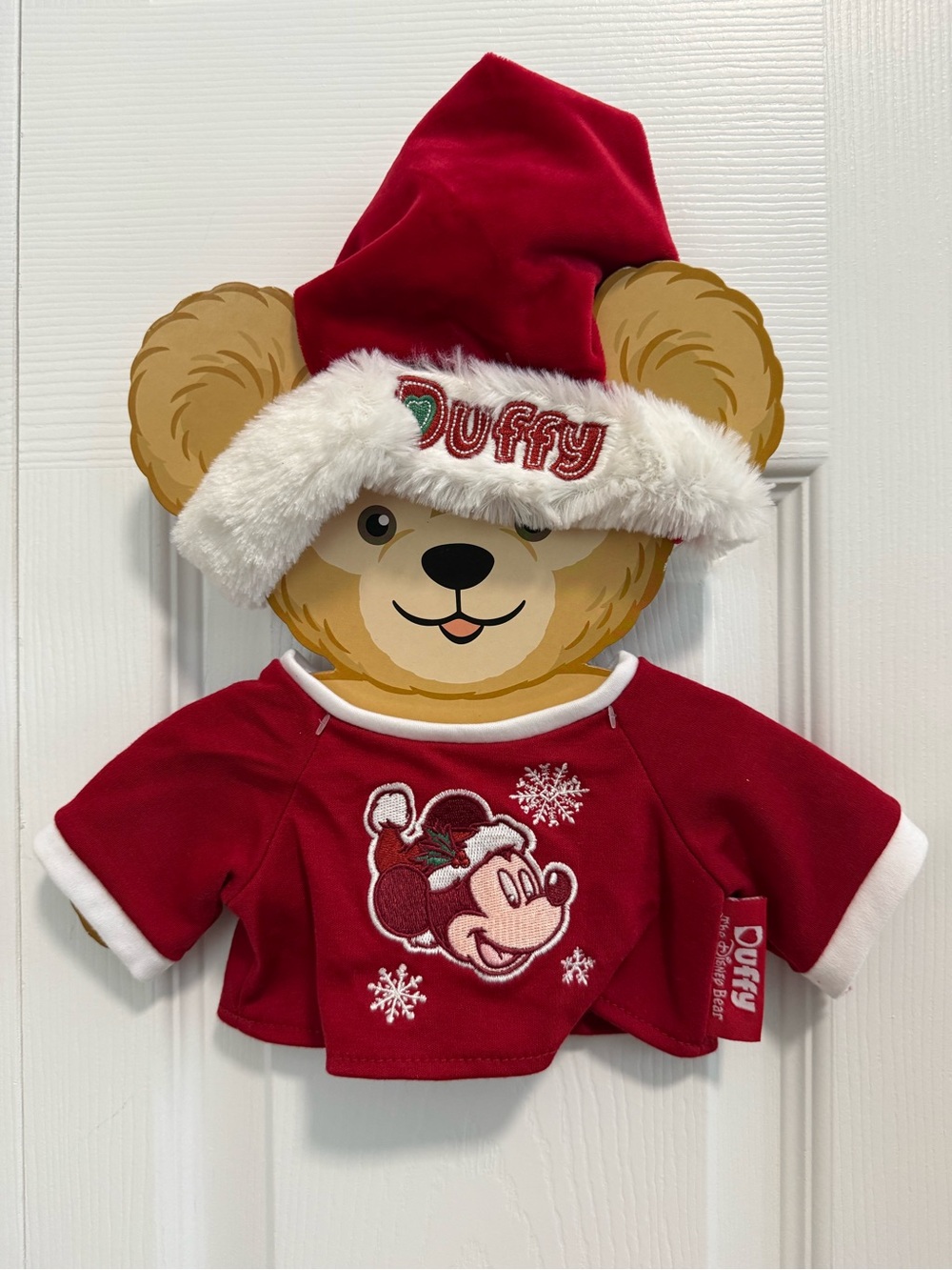 Disney Duffy Bear Red and White Holiday Outfit with Embroidered Mickey